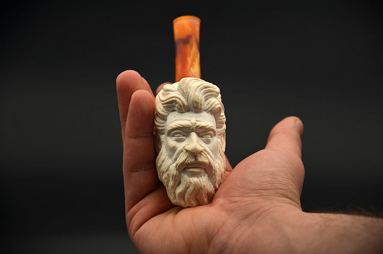 Ancient Greek Man Meerschaum Pipe
