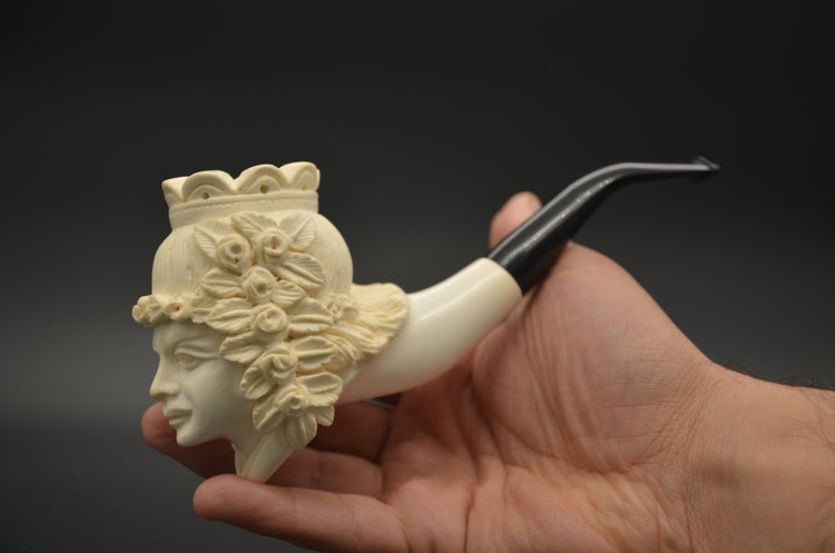 Crowned Lady Block Meerschaum Pipe