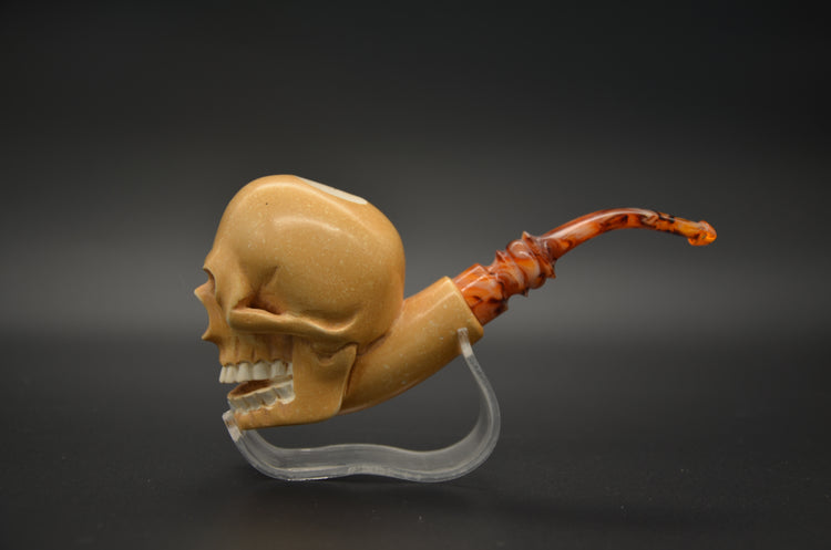 Grinning Skull Meerschaum Pipe