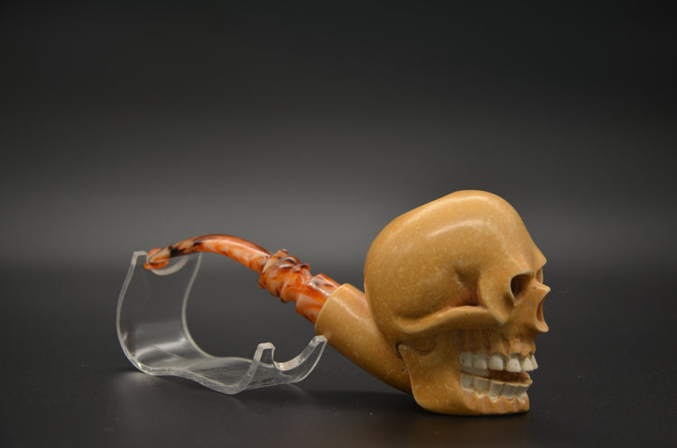 Grinning Skull Meerschaum Pipe