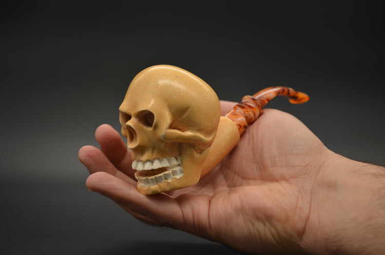 Grinning Skull Meerschaum Pipe