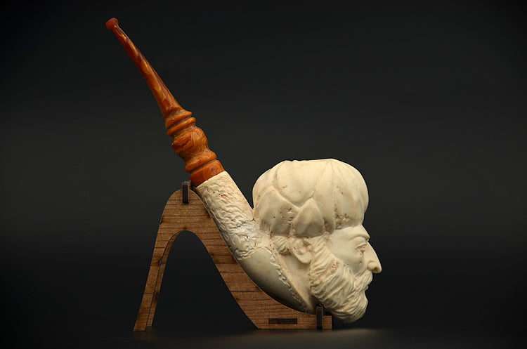 Hand Carved Ottoman Figure Meerschaum Pipe
