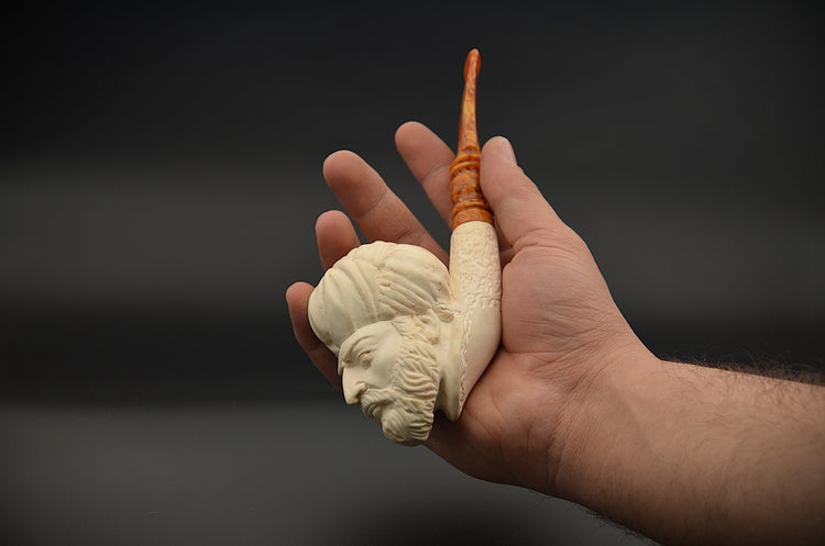 Hand Carved Ottoman Figure Meerschaum Pipe