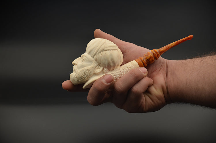 Hand Carved Ottoman Figure Meerschaum Pipe