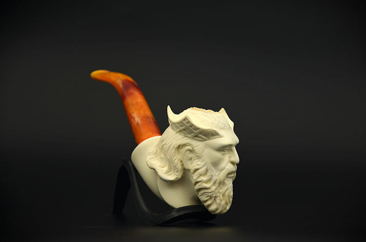 Old Sea King Carved Meerschaum Pipe
