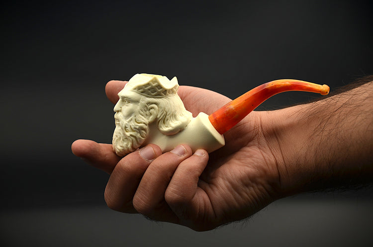 Old Sea King Carved Meerschaum Pipe