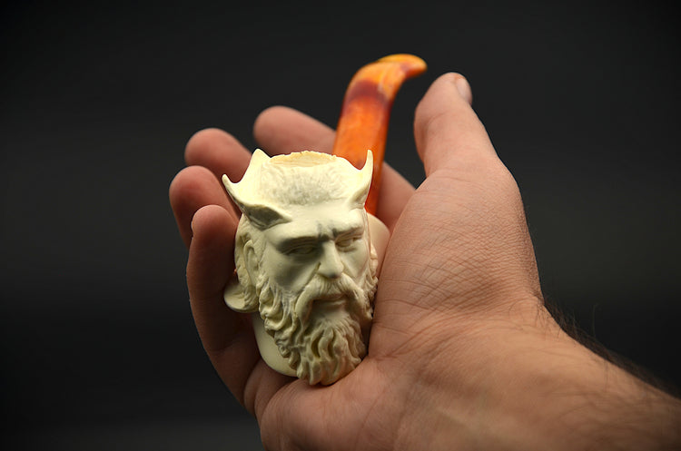 Old Sea King Carved Meerschaum Pipe