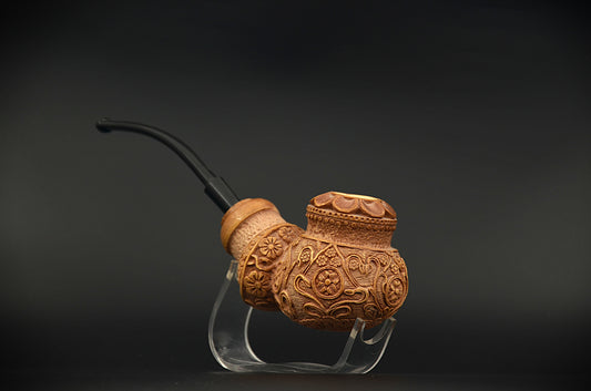 Ornate Floral Relief Meerschaum Pipe