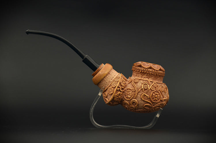 Ornate Floral Relief Meerschaum Pipe