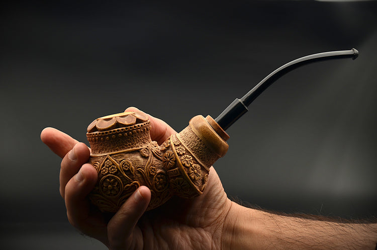 Ornate Floral Relief Meerschaum Pipe