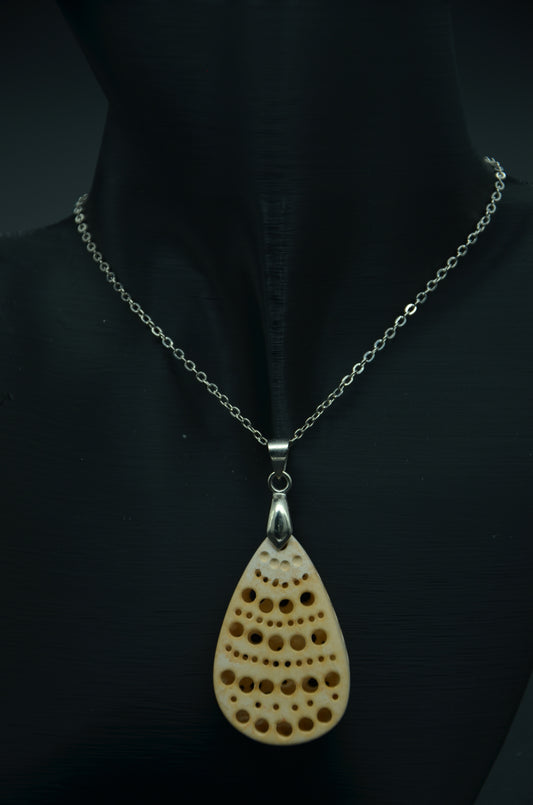 Perforated Drop Meerschaum Necklace